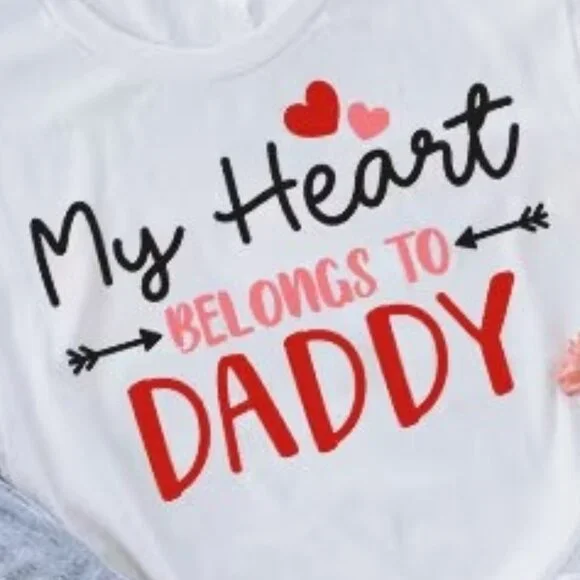 Girls Valentine Shirt, Valentine Day Shirt, My Heart Belongs To Daddy Shirt - Picture 2 of 5